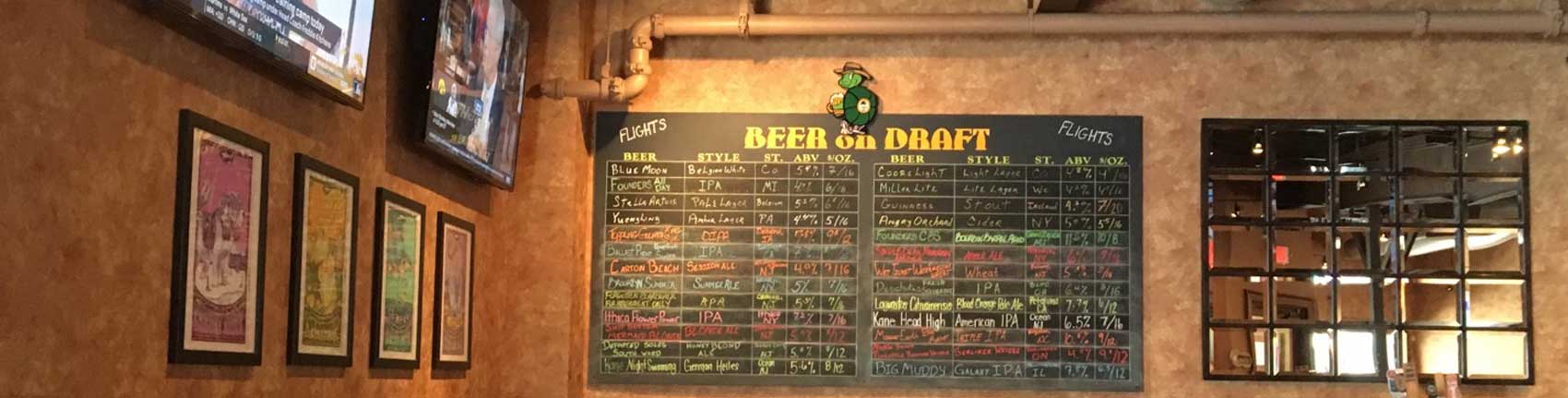 Beer Menu at the Thirsty Turtle
